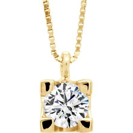 Ketting Diamond Solitaire 0,30 Cts Geel Goud 18 Karaat