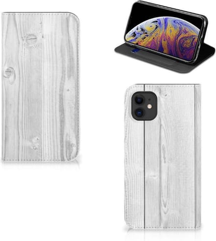 Apple iPhone 11 Book Wallet Case White Wood