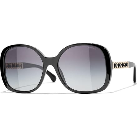 Chanel Mode Tendance Personnalité Forme Irrégulière Lunettes de Soleil Lunettes de Soleil Unisexe CH5470Q-C622S6 Basic Packaging-Eyeglass Case+Box,57mm,Black