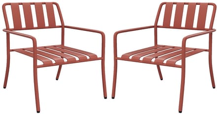 Vente-unique Set van 2 stapelbare lage tuinstoelen van metaal - Terracotta - BIRMOS van MYLIA