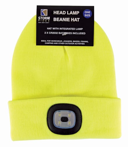 Gebreide wintermuts voor heren met led-gloeiend licht - Geel