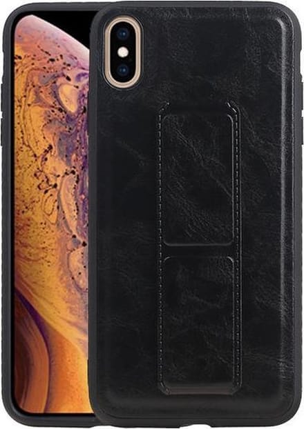 Grip Stand Hardcase Backcover voor iPhone XS Max Zwart