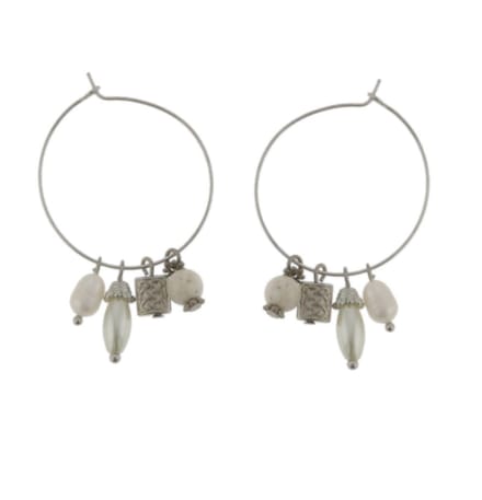 Behave - Oorbellen - Oorringen met parels - zilverkleur - boho chic - 4.5 cm