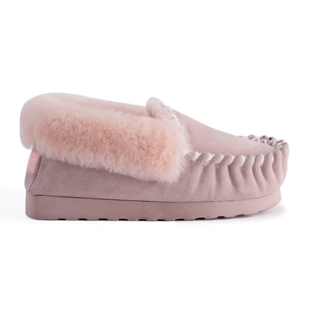 Aus Wooli "Waterloo" Australia Hand Stitched Women's Sheepskin Moccasin, Lichtroze