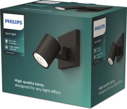 Philips Runner opbouwspot - 1-lichts - zwart