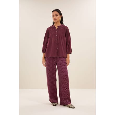 By-Bar Lilly Blouse Pecan Größe: M | Longsleeves Outlet | Damen
