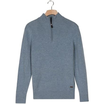 Baileys Trui Lambswool Half Zip Argyle Jacquard Knit Faded Denim Blue / male