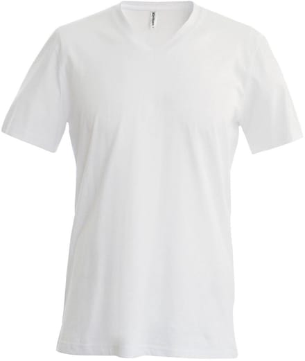 Kariban Heren Korte Mouw V Hals Slim Fit T-Shirt (Wit)