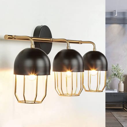 Moderne Wandlamp met 3 E14 Lichthouders in Zwart Goud voor Binnen