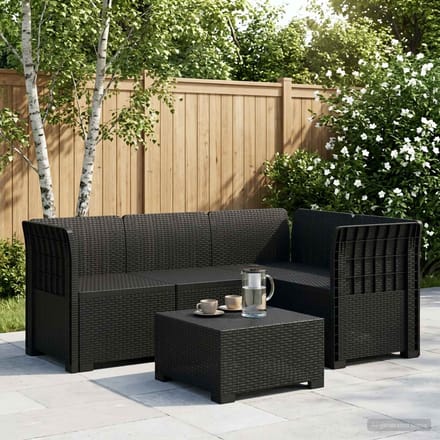 vidaXL - 4-Persoons - Tuin - Sofa - Rattan - Look - PP - Antraciet
