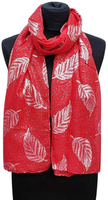 Lange Dunne Sjaal - Rood/Zilver - 180 x 70 cm (12711A#)