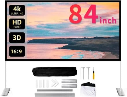 Projectiescherm - Draagbaar scherm - Buitenfilms kijken - Kreukvrij polyester - 84 inch - Wit
