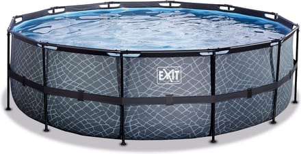 EXIT Stone Frame Zwembad ø450 - Opzetzwembad - met Filterpomp - Rond - Grijs