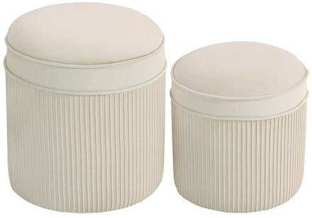 MODFU Poef set van 2 met opbergruimte 36x36x41,5 cm polyester, gestoffeerd, crème wit