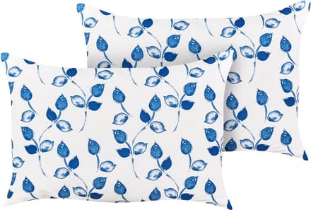 TORBORA - Tuinkussen set van 2 - Blauw/Wit - 40 x 60 cm - Polyester