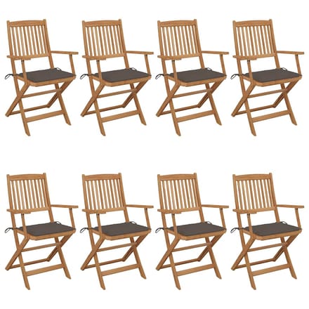 vidaXL - Inklapbare - stoelen - 8 - st - met - kussens - massief - acaciahout