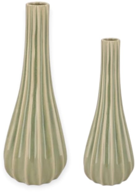Daan Kromhout - Vaas - Bloemenvaas - Set van 2 - Bottle - Keramiek - Groen - 28 en 36cm