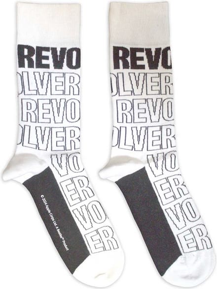 The Beatles - Revolver Text Outlines Repeat Sokken - Wit