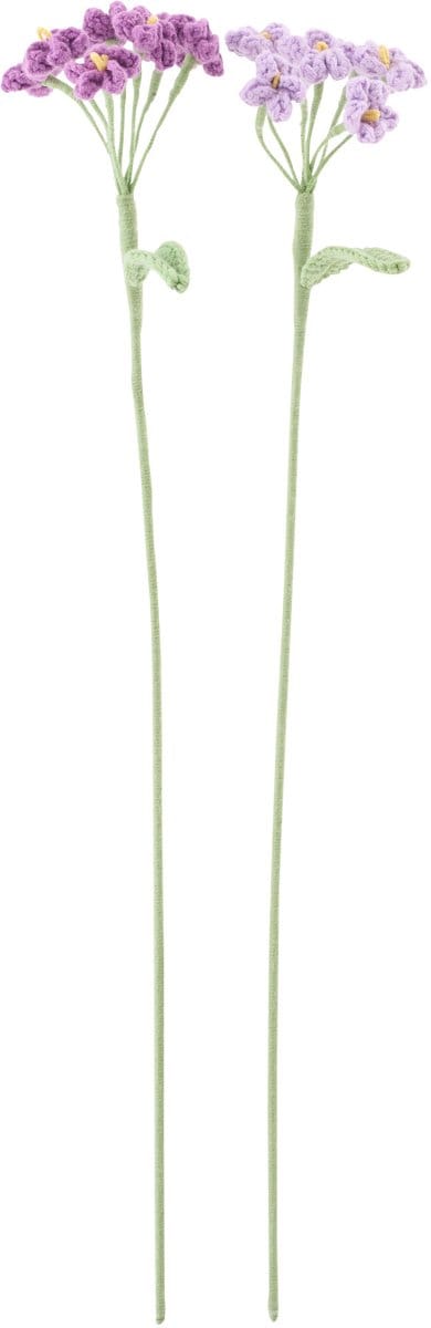 J-Line decoratie Bloem Gehaakt - polyester - paars - set van 2