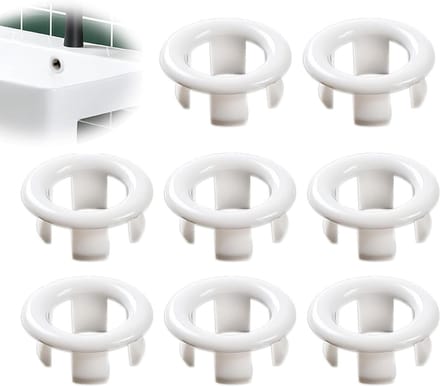 8-delige Set Overloopringen voor Wastafel – Ronde Overloop Stopringen, Deksel voor Wastafeloverloop (Wit)