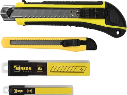 Benson Afbreekmessenset - 4 delig - Inclusief reserve mesjes - Ergonomisch ontwerp - Geel