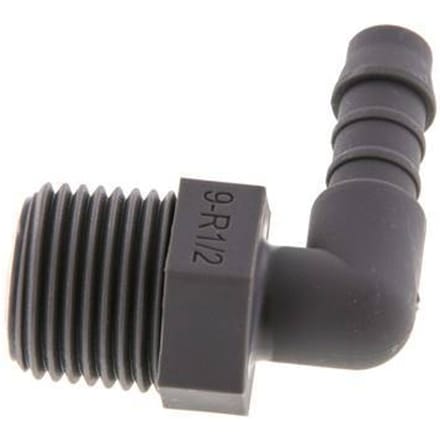 9 mm & R1/2'' PA 6 L-Slangpilaar Met buitendraad [5 Stuks]