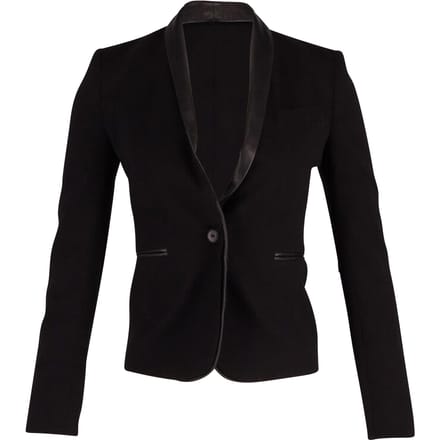 Maje Blazer met contrasterende bies in zwarte wol
