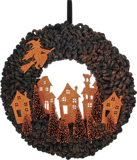 Viv! Christmas Halloween Decoratie - Spookstad Krans - 46 cm