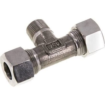 15L & M18x1.5 (con) RVS T-stuk Snijringkoppeling Buitendraad 315bar ISO 8434-1