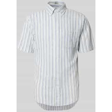 slim fit linnen overhemd met borstzak
