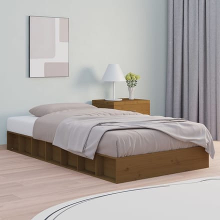 vidaXL - Bedframe - massief - hout - honingbruin - 75x190 - cm