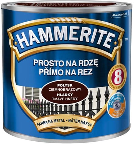Hammerite Direct roest glad 0,25 l, donkerbruin