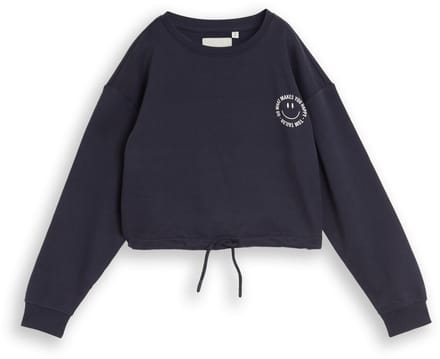 Tom Tailor - Cropped sweatshirt met print - Maat 152 - Parisien Night Blue