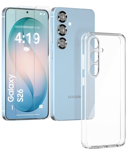 Hoesje geschikt voor Samsung S26 Plus Transparant - 2x screenprotector - beschermglas screen protector - Anti Shock hoesje case