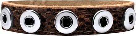 Quiges Dames Leren Armband voor 12mm Drukknopen/Chunks Bruin - EBK041