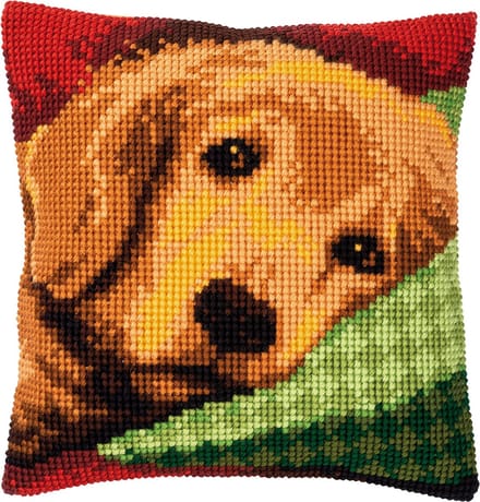 Kruissteekkussen kit Slaperig hondje