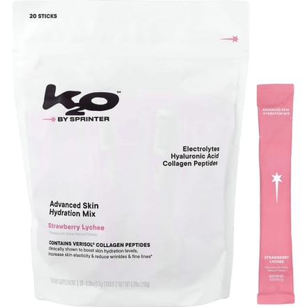 k2o by Sprinter, Geavanceerde Huid Hydratatie Mix, Aardbei Lychee, 20 Sticks, 7,5g elk