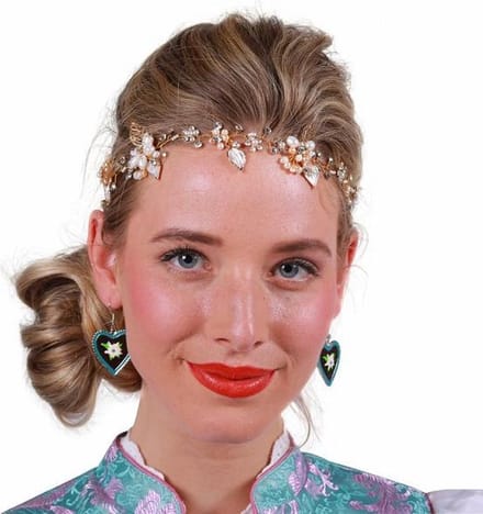 Metalen hoofdbandje met parels en diamanten