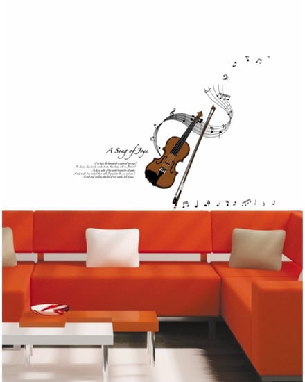Muurstickers, decoratieve plakmiddelen, viool en muzieknoten