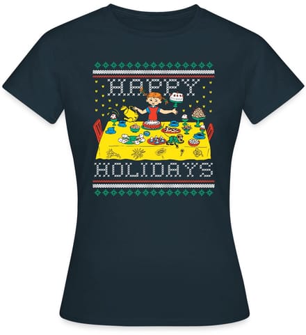 Pippi Langkous En Meneer Nilsson Happy Holidays T-Shirt Dames