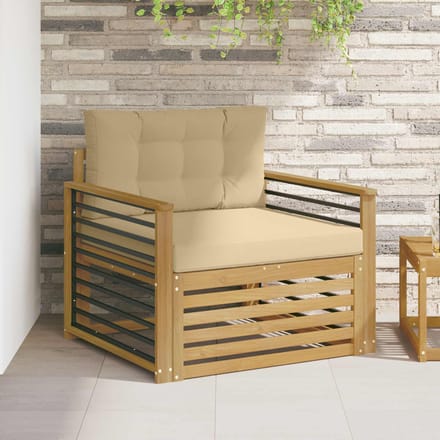 vidaXL - Buitensofa - Polyester - wit - en - beige