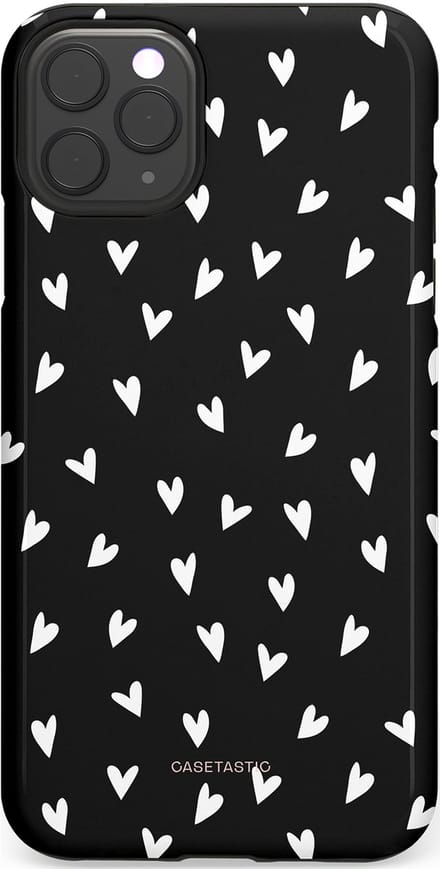 Casetastic hoesje geschikt voor Apple iPhone 11 Pro Max - Dubbellaagse bescherming - Stippen Hart - Fashion Case - Zwart Grijs