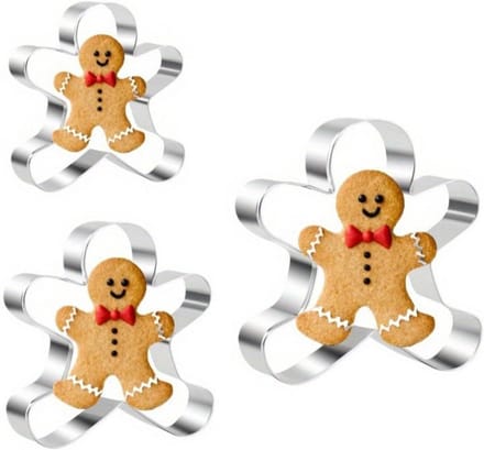 Set van 3 uitsteekvormen voor kerstkoekjes in roestvrij staal