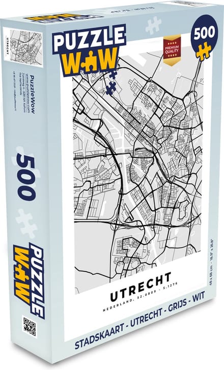 Puzzel Stadskaart - Utrecht - Grijs - Wit - Legpuzzel - Puzzel 500 stukjes - Plattegrond