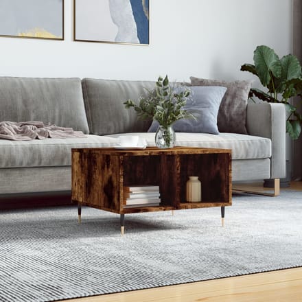 vidaXL - Salontafel - 60x50x36,5 - cm - bewerkt - hout - gerookt - eikenkleurig