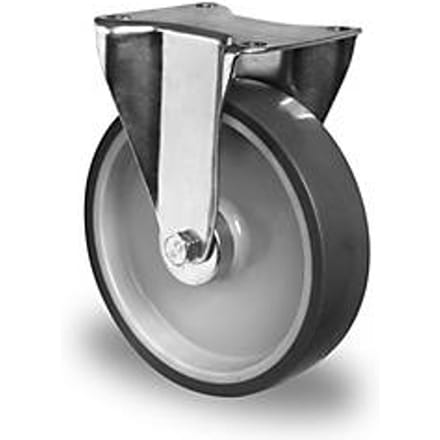 CASCOO Bokwiel P2V2, met wiel ø 200 mm x B 48 mm, velg van polypropyleen, loopvlak van elastomeer, grijs, rollager, tot 200 kg