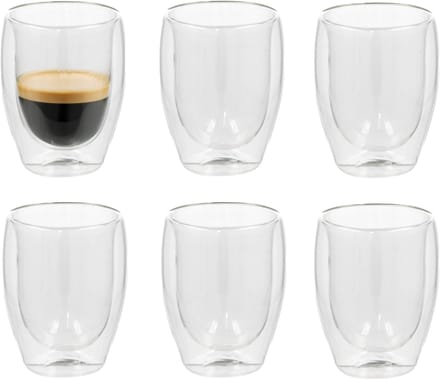 Gerimport Thee glazen Luz - 6x - dubbelwandig - glas - 350 ml - D9 x H12 cm