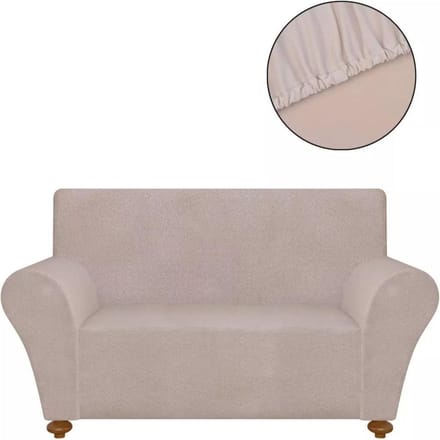 vidaXL - Stretch - meubelhoes - voor - bank - beige - polyester - jersey