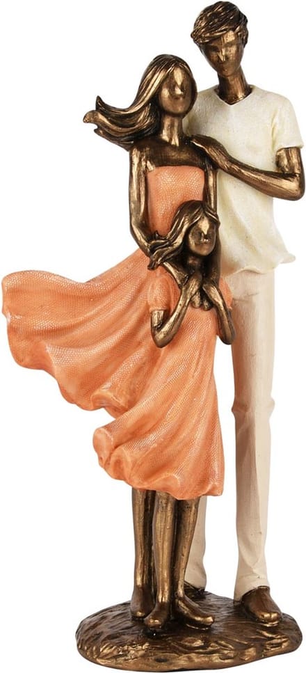 Dekoratief | Koppel m/kind, brons/peach, resina, 13x9x26cm | A250538