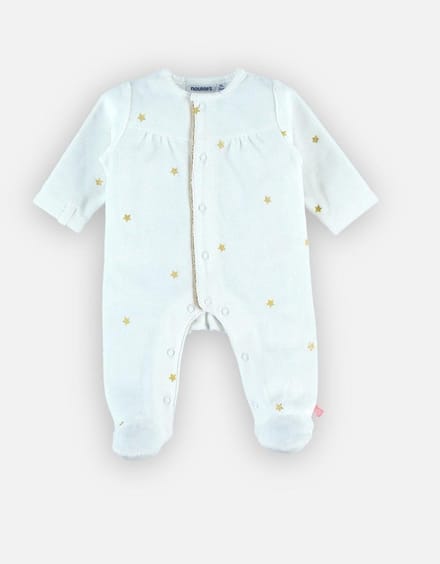 noukie's , pyjama, velour , meisje, creme sterren , 6 maand 68